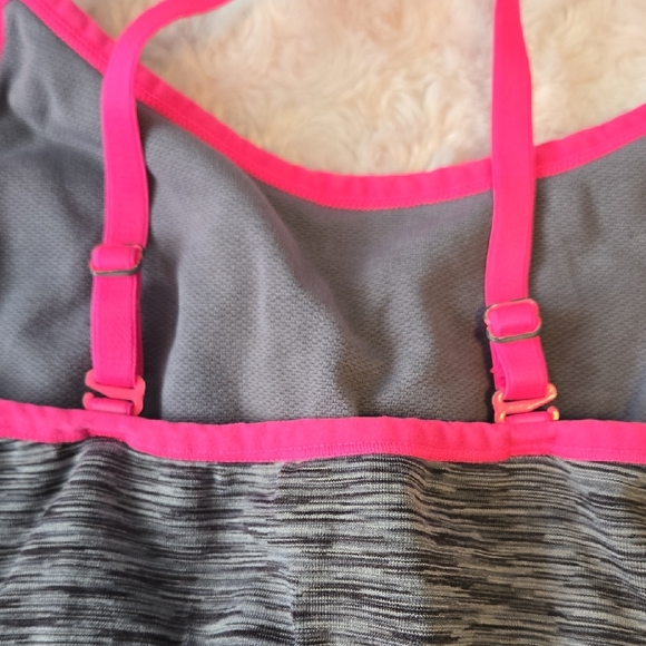 Champion Heathered Gray and Neon Pink Sports Bra - Picture 3 of 4